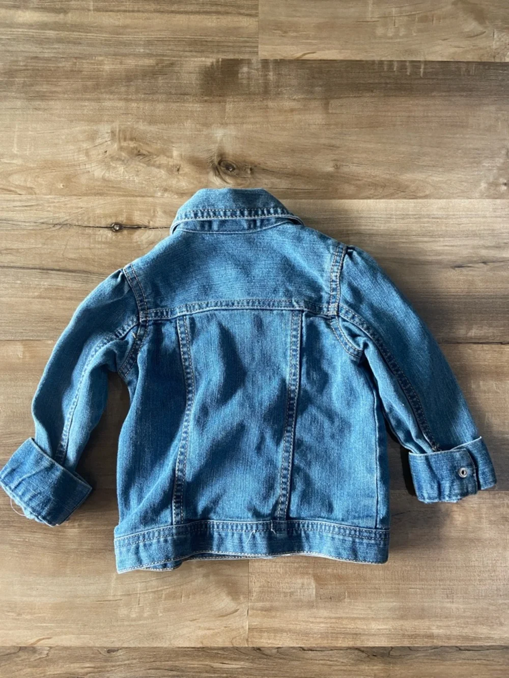 Kids Light Blue Denim Jacket with Pink Flower Accent